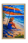 Refugiu la malul mării – Tablou artistic cu umbrelă colorată