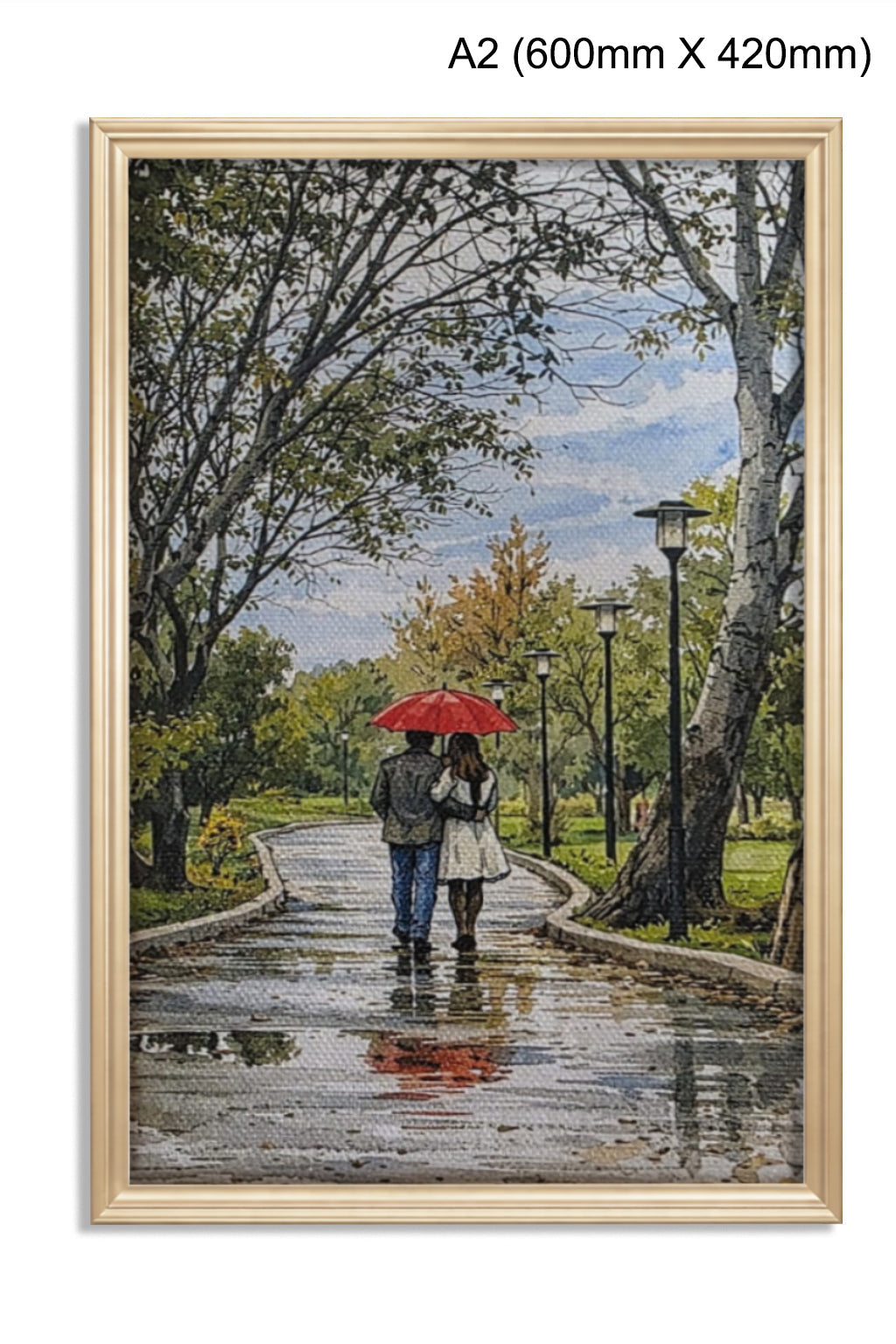 Sub Umbrela Roșie – Tablou Personalizat pentru Cupluri